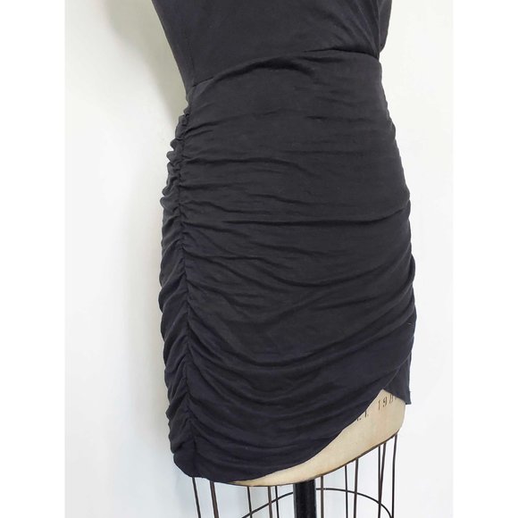 Joe's Jeans Womens Ruched Stretch Linen Jersey Mikaela Dress Black M NWT - Picture 5 of 8